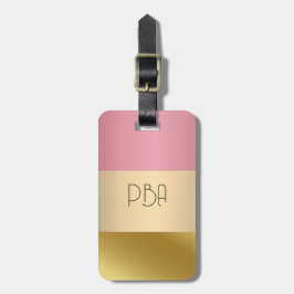 Elegant Guld Chopper Rosa Metallic monogram Namn Bagagebricka