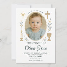 Elegant Guld Christening-inbjudan till flicka