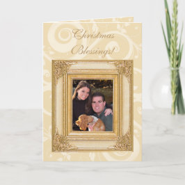 Elegant Guld Christian Photo jul Card, Verse Helgkort