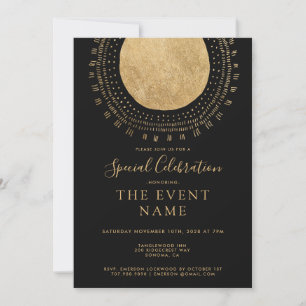 Elegant Guld Circle Black Chic Inbjudningar
