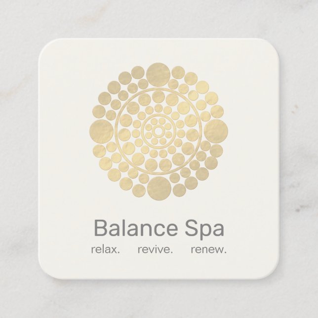 Elegant Guld Circle Motif Logotyp Fyrkantigt Visitkort (Framsida)