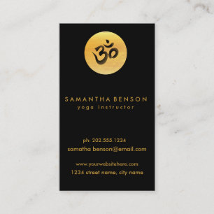 Elegant Guld Circle OM Logotyp Black Yoga Visitkort