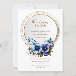 Elegant Guld Circle Ram Blue Lila Blommigt Inbjudningar
