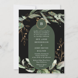 Elegant Guld Circles Eucalyptus Boho Moss Grönt Inbjudningar