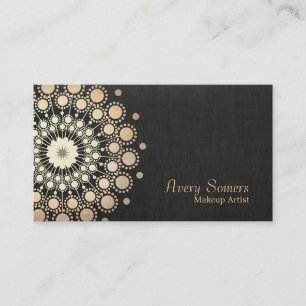 Elegant Guld Circles Makeup Artist Logotyp Black Visitkort