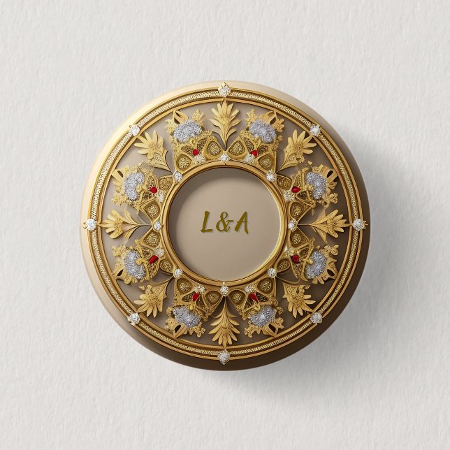 Elegant Guld Cirkulär Ram Knapp (Framsida)