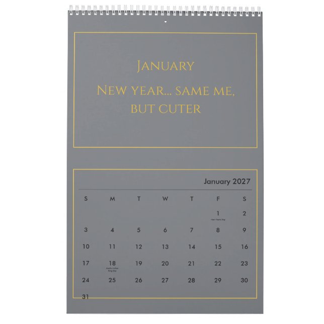 Elegant Guld Citat Kalender 2026 (Jan 2027)