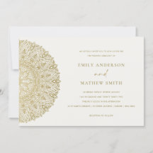 Elegant Guld Classic Ornate Mandala bröllopsinbjud