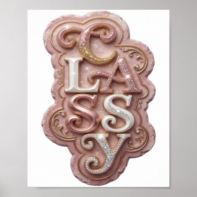 Elegant guld CLASSY textdesign Poster (Framsidan)