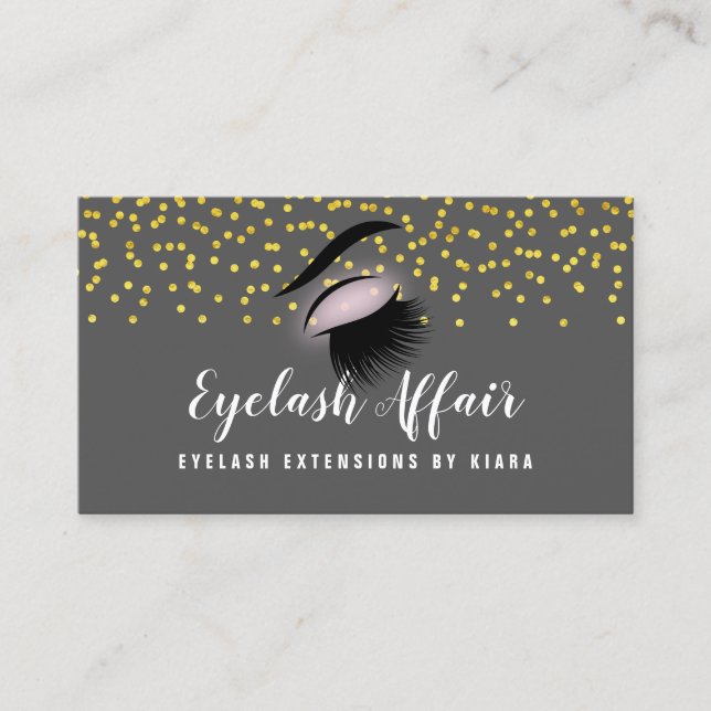 Elegant Guld Confetti Eyelash Extensions Tidsbeställning Kort (Framsida)
