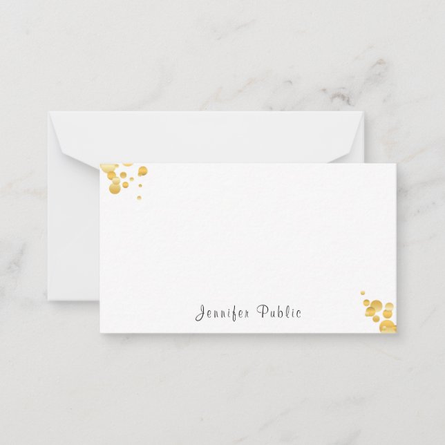 Elegant Guld Confetti handskriven monogrammat Anteckningskort (Framsida)