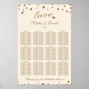 Elegant Guld Confetti Kärlek Champagne Sittdiagram Poster