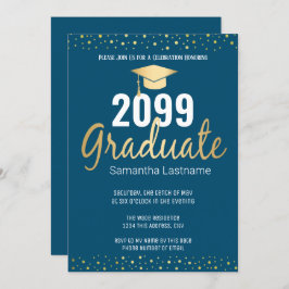 Elegant Guld Confetti Student, klass 2022 Inbjudningar