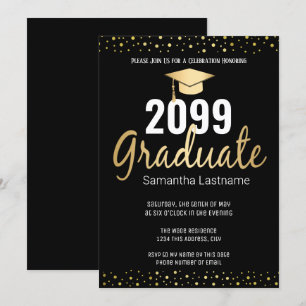 Elegant Guld Confetti Student, klass 2022 Inbjudningar