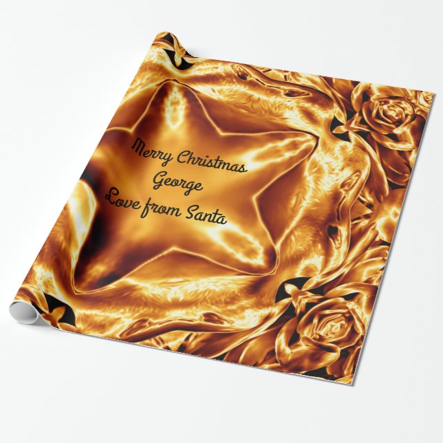 Elegant Guld Copper-Chicen Julstjärnan Shiny Presentpapper (Utrullad)