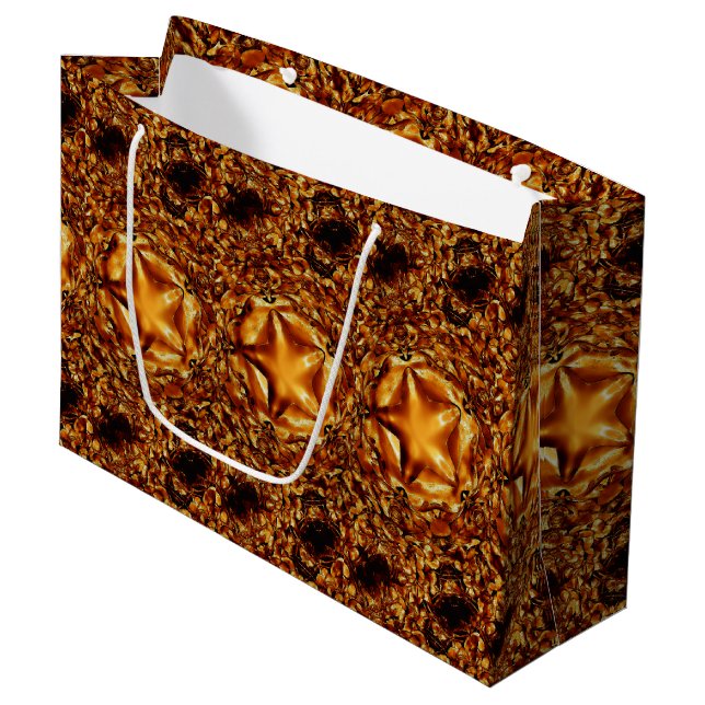 Elegant Guld Copper-julstjärnor Chic Gift Bag (Framsidan Vinklad)