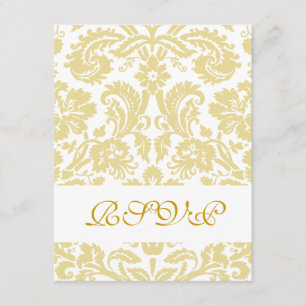 Elegant Guld Cream Damask Wedding OSA kort