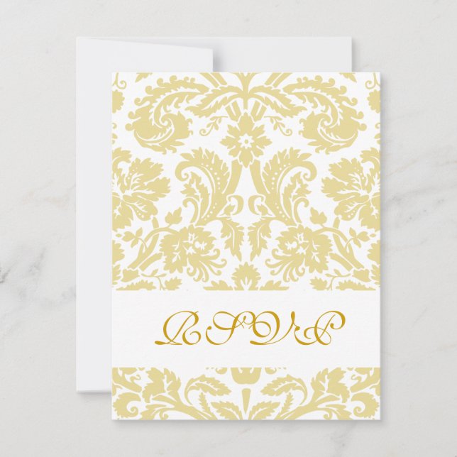 Elegant Guld Cream Damask Wedding OSA kort (Framsida)