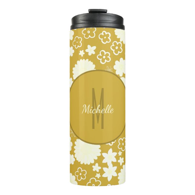 ELEGANT GULD CREAM FLOWER MONOGRAM GOLDEN BLOMMIGT (Framsida)