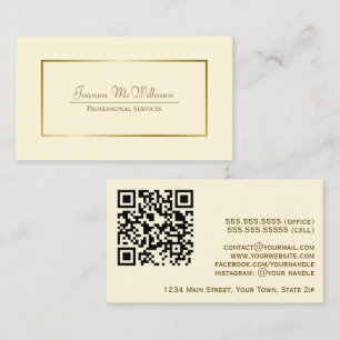 Elegant Guld & Cream Professionell QR-kod Visitkort