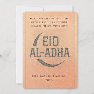 Elegant Guld Crescent Eid Al-Adha-gratulationskort Julkort