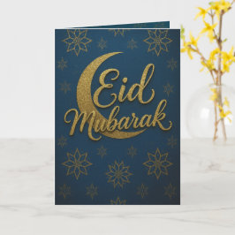 Elegant Guld Crescent Måne Eid Mubarak Hälsning Kort