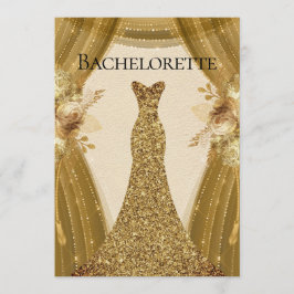 Elegant Guld Curdines Dress Bachelorette Party Inbjudningar
