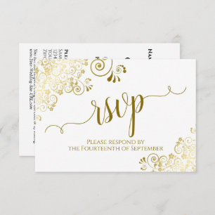 Elegant Guld Curls & Calligraphy Bröllop QR Code OSA Kort