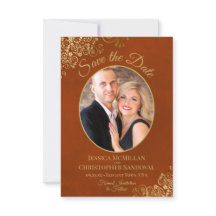 Elegant Guld Curls Oval Photo Marcular Rust Bröllo