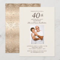 Elegant guld-damask 40-års bröllopsjubileum foto