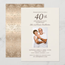 Elegant guld-damask 40-års bröllopsjubileumsfoto