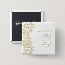 Elegant Guld Damask 40-årsdag Knapp