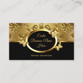 Elegant Guld Damask Blommigt Butterflies on Black  Visitkort