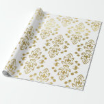 Elegant Guld Damask Blommönster Bröllop Wrappin Presentpapper<br><div class="desc">Bröllop-presenten - ge i ett faux guld-dammkors-blommönster - ger en fantastisk-presentation. Perfekt för nya lyweder,  möhippor,  möhippor,  nya hem,  förlovning duschar med mera.</div>