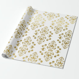 Elegant guld damask blomster Mönster Wedding Wrapp Presentpapper