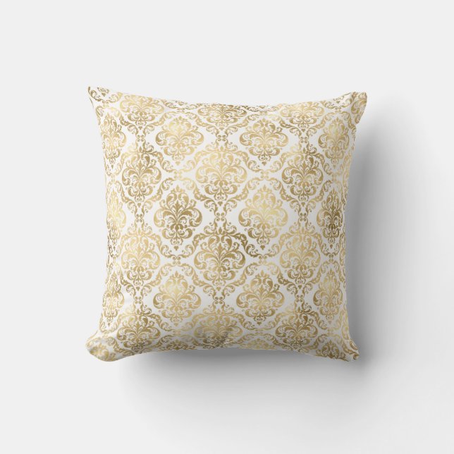 Elegant Guld Damask Dekorativ kudde (Framsida)