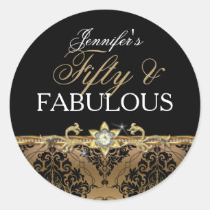 Elegant guld-damask femtio och fantastisk dekal runt klistermärke