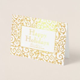 Elegant Guld Damask Helgdag Corporate Business Folierat Kort