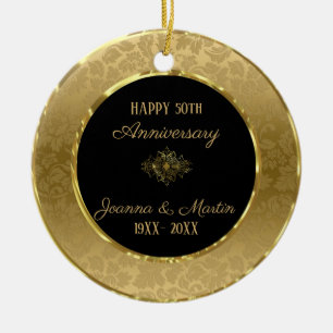 Elegant Guld Damask Julgransprydnad Keramik