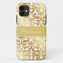 Elegant Guld Damask Monogram iphone case