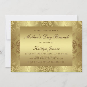 Elegant Guld Damask Pattern Mors dag Brunch Inbjudningar