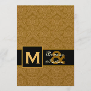 Elegant GULD Damask Premium Metallic Bröllop Inbjudningar