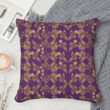 Elegant guld-damask virvel Blommig på lila