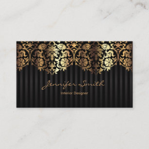 Elegant guld- damastsvartmall visitkort
