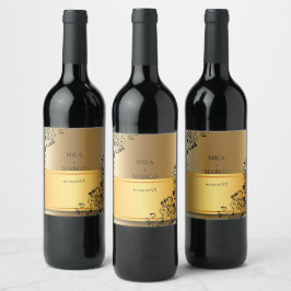 Elegant Guld Deco Vin-etikett Vinflaska Etikett