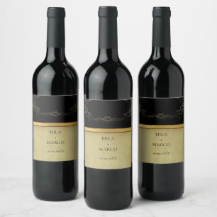 Elegant Guld Deco Vin-etikett Vinflaska Etikett