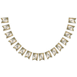 Elegant Guld Decorative Blommigt Bunting Flagga