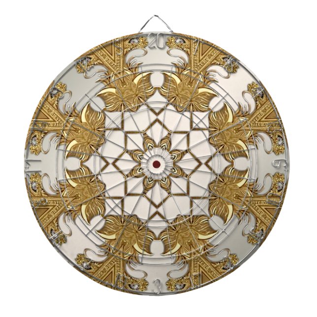 Elegant Guld Dekorativ Blommigt Dartboard Darttavla (Framsidan)