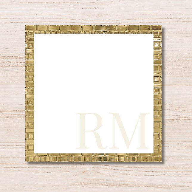 Elegant guld dekorativ kant Initial Monogram Anteckningskort (Skapare uppladdad)