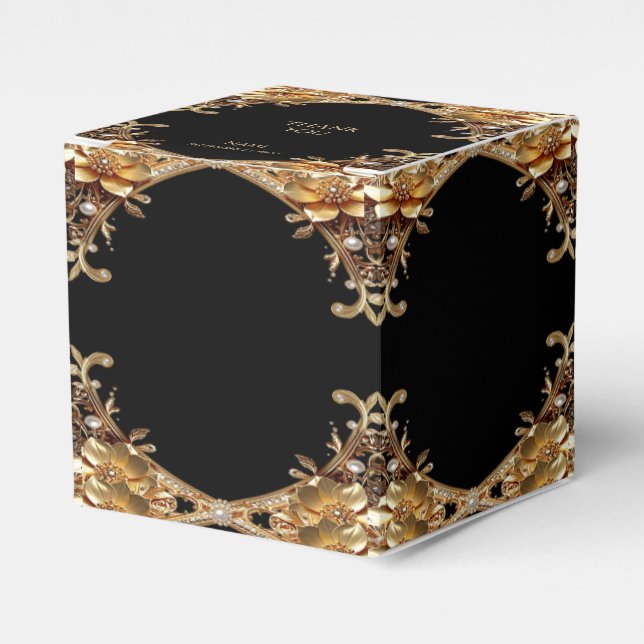 Elegant guld dekorativa blommor favor-box presentaskar (Framsidan Sidan)
